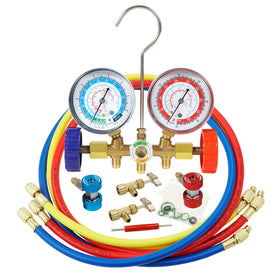 PB Motor Tech BMT front view manifold gauge set showing complete kit and durability
