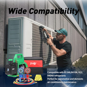 PB Motor Tech field use lifestyle scene with technician using set for fast A/C evacuation and charge