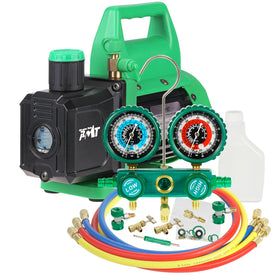 PB Motor Tech manifold gauge front view shows durable aluminum and clear sight glass for accurate diagnostics