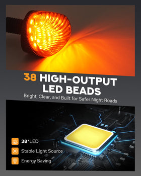 PBYMT close-up of 38 LED array demonstrating intense amber brightness