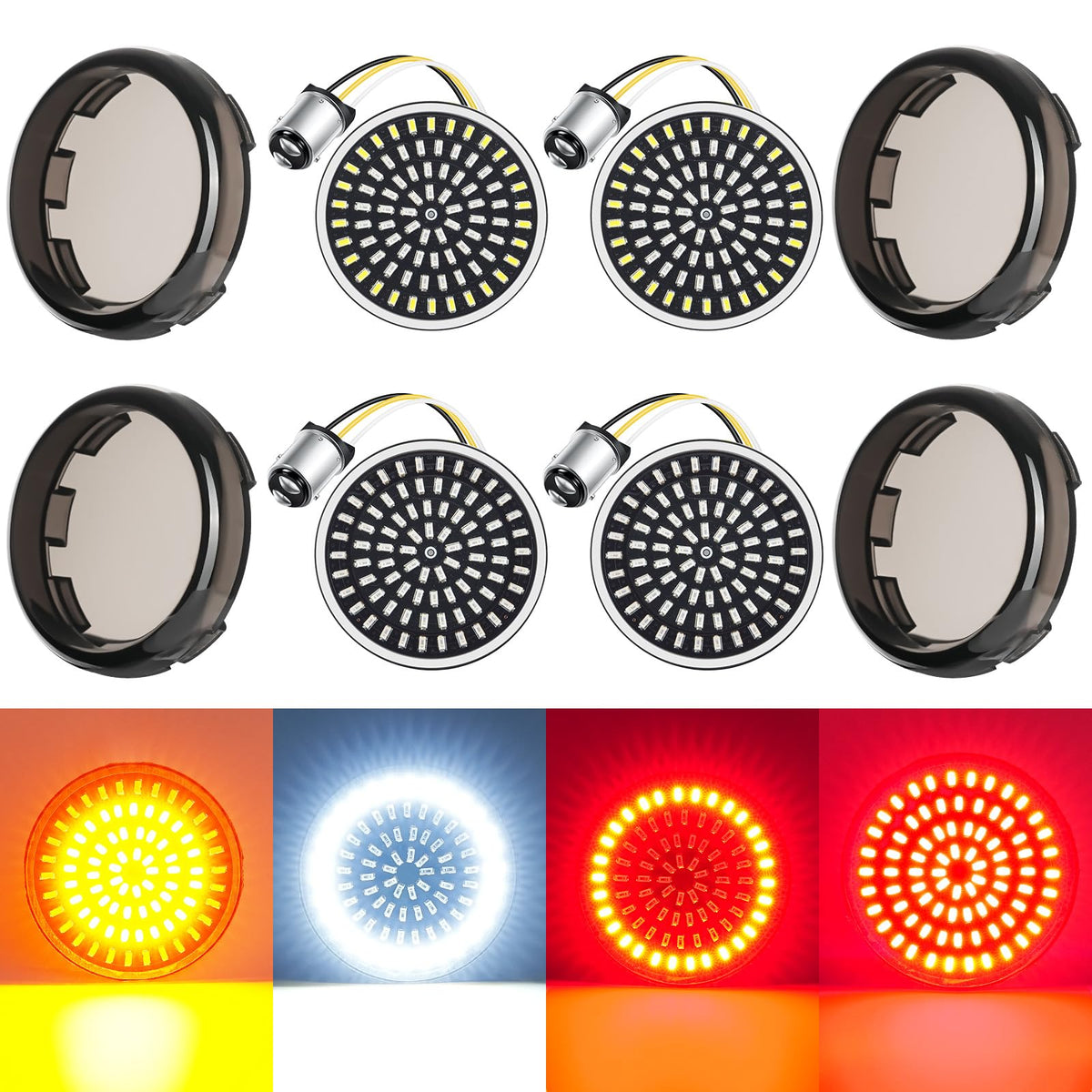 PBYMT front turn signal assembled showing bright LEDs and improved visibility
