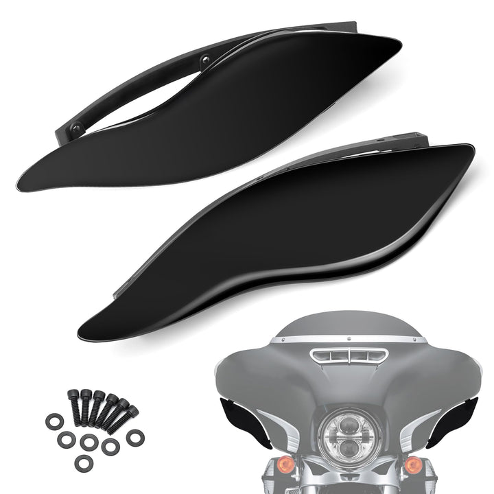 PBYMT front-mounted side wings on Harley fairing improving rider comfort