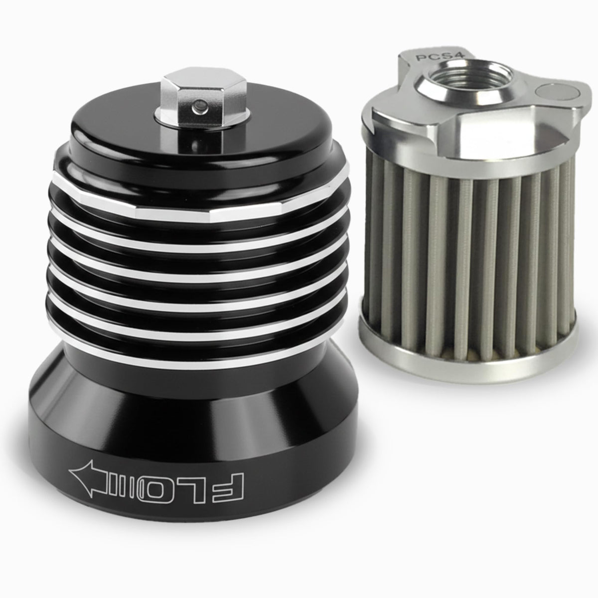 PC Racing front view black housing showing durable spin-on design and improved aesthetics