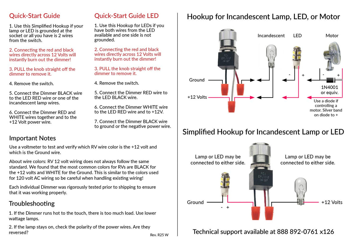 PCA dimmer rear wiring leads visible for secure connections and easy installation