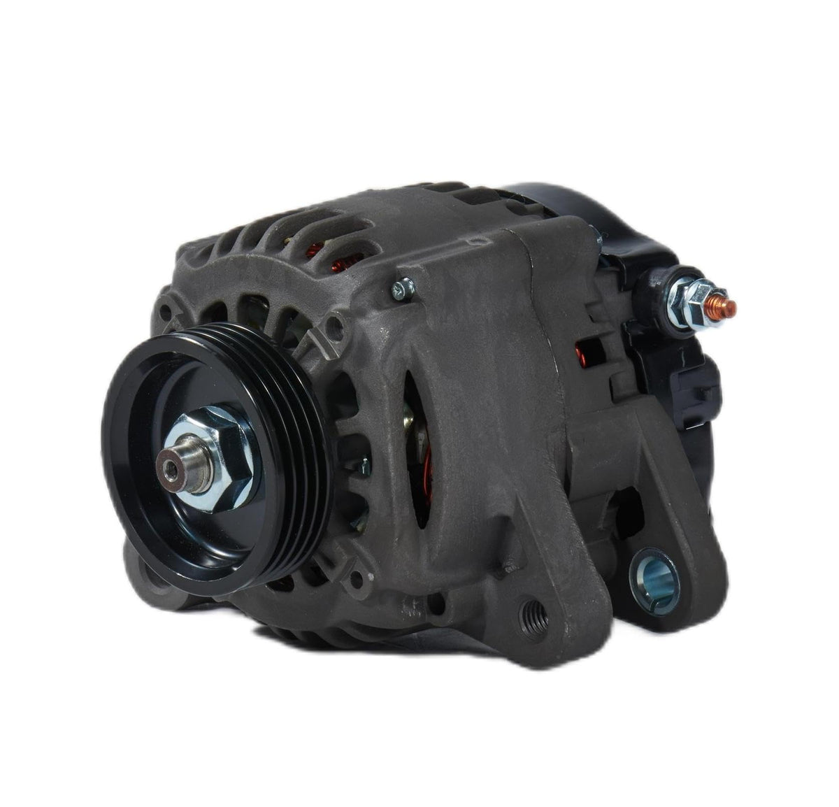PDOK alternator front view showing housing and mounting, demonstrating direct-fit reliability