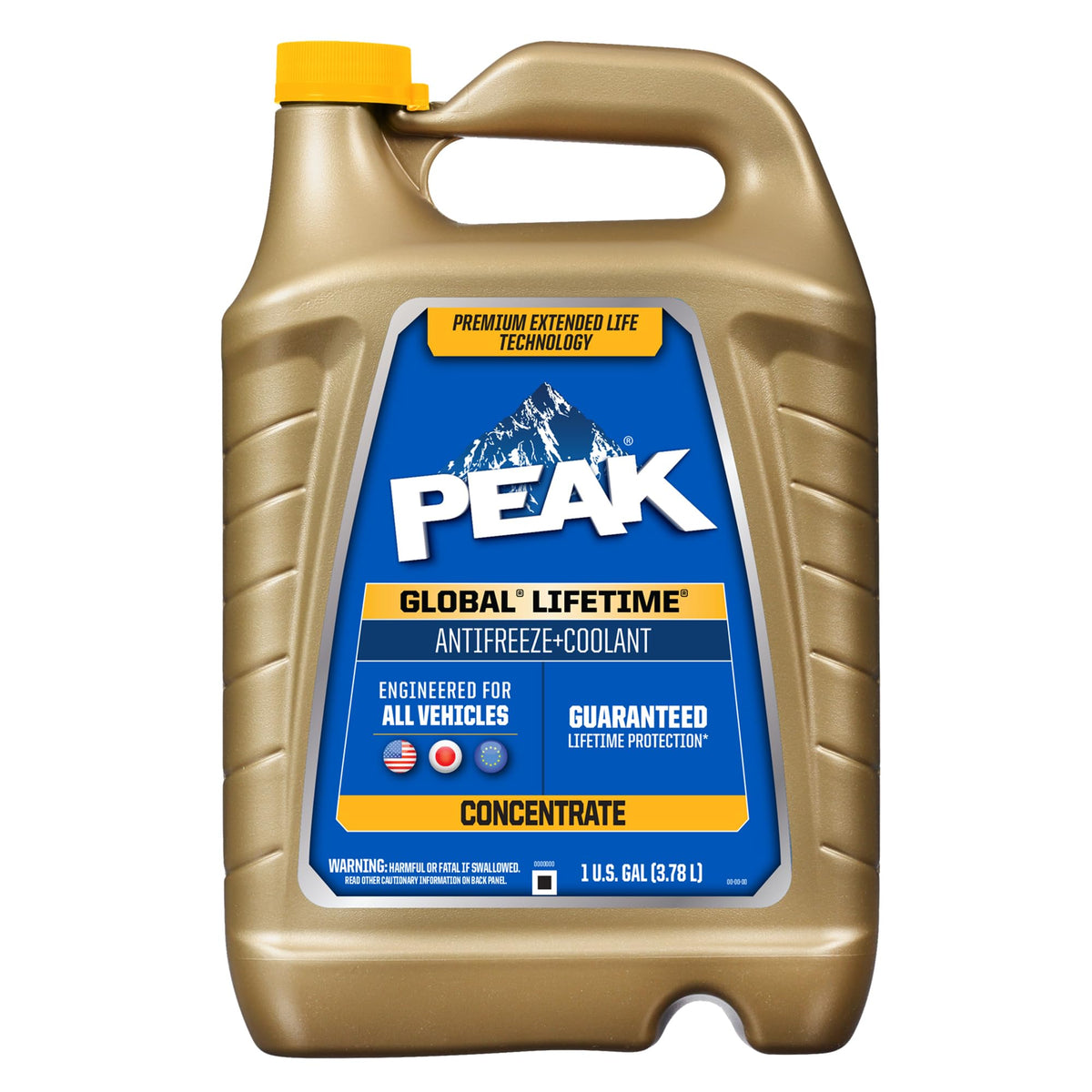 PEAK concentrate front label showing product name and benefits
