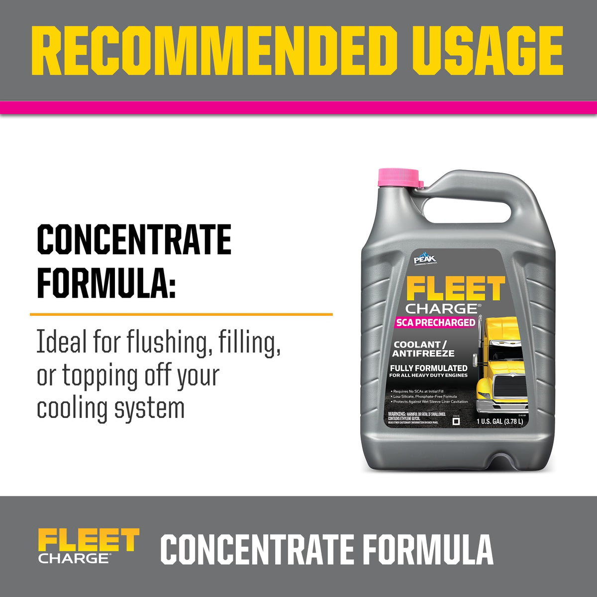 PEAK Fleet Charge safety and usage label highlighting proper handling