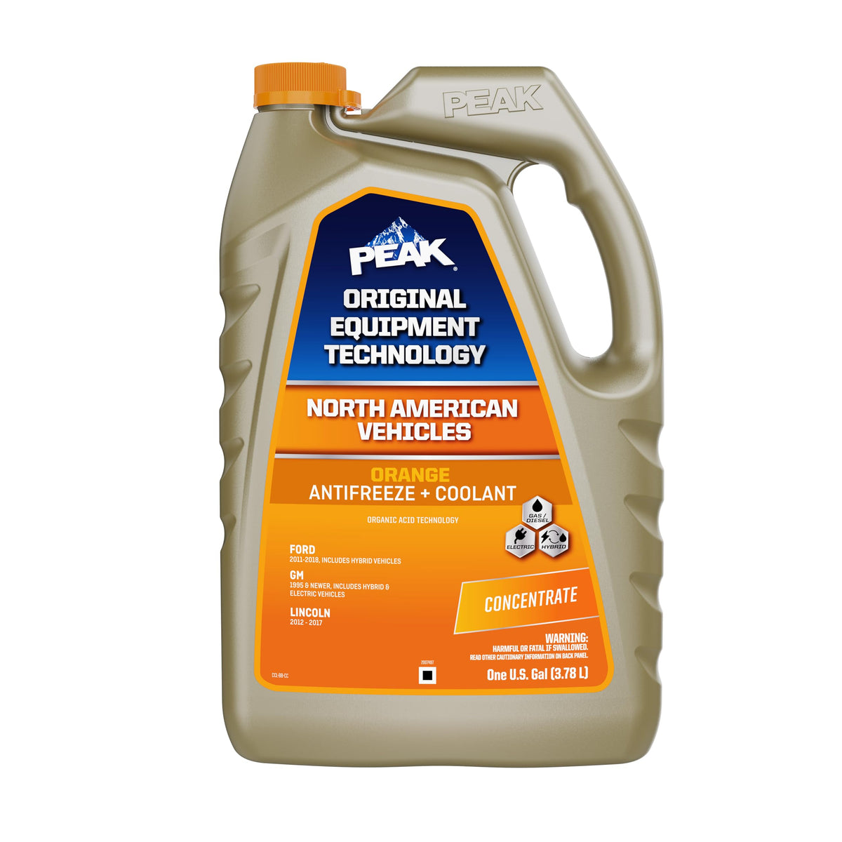 PEAK front label 1 gal bottle showing product identity and convenience