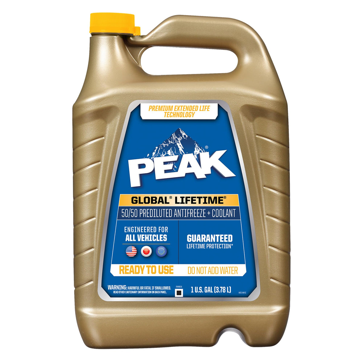 PEAK front label on gallon showing product name and ready-to-use benefit