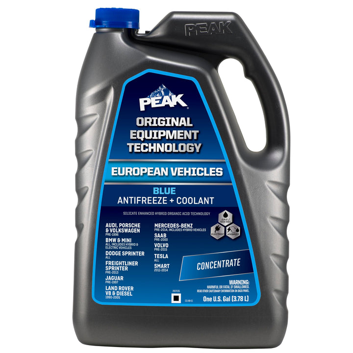PEAK blue concentrate front label showing product name and capacity benefit