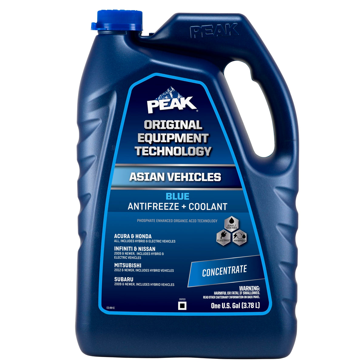 PEAK OET front packaging showing 1 gallon concentrate and benefits