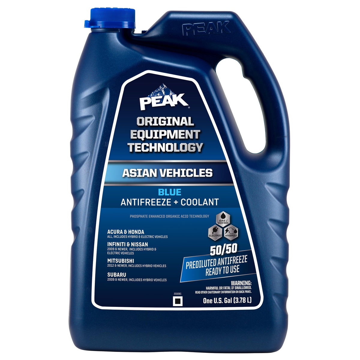PEAK OET gallon front label showing product name and ready-to-use benefit