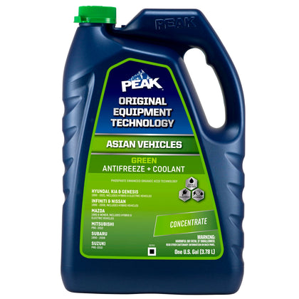 PEAK OET green concentrate front label showing product ID and benefits