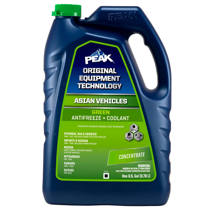 PEAK OET green concentrate front label showing product ID and benefits