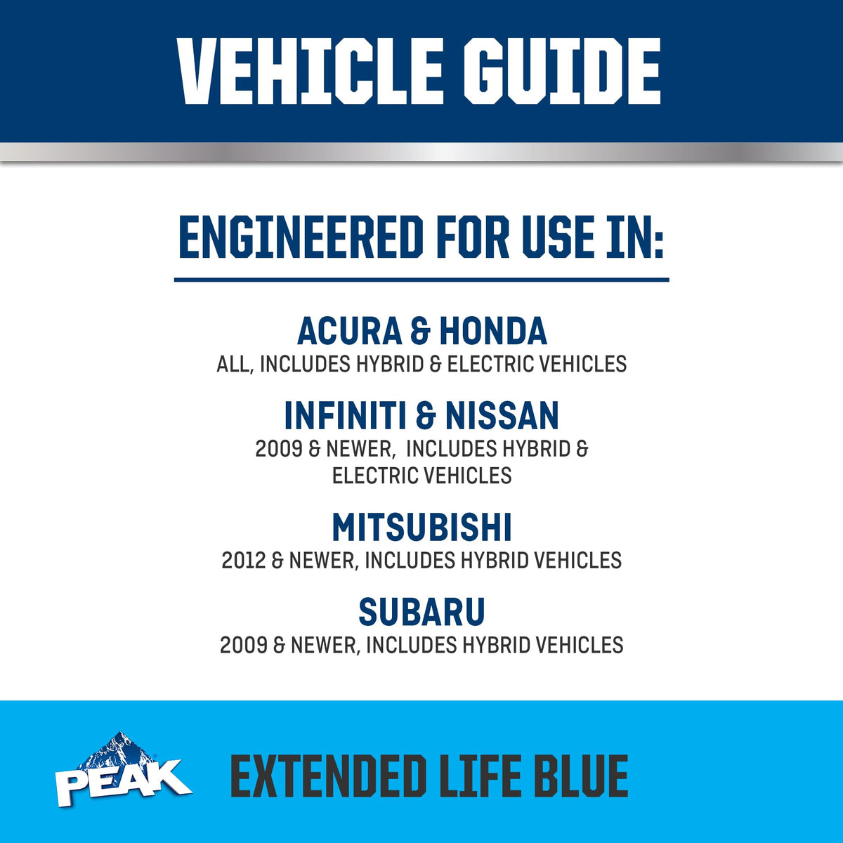 PEAK OET label detail with specifications and extended-life protection benefits