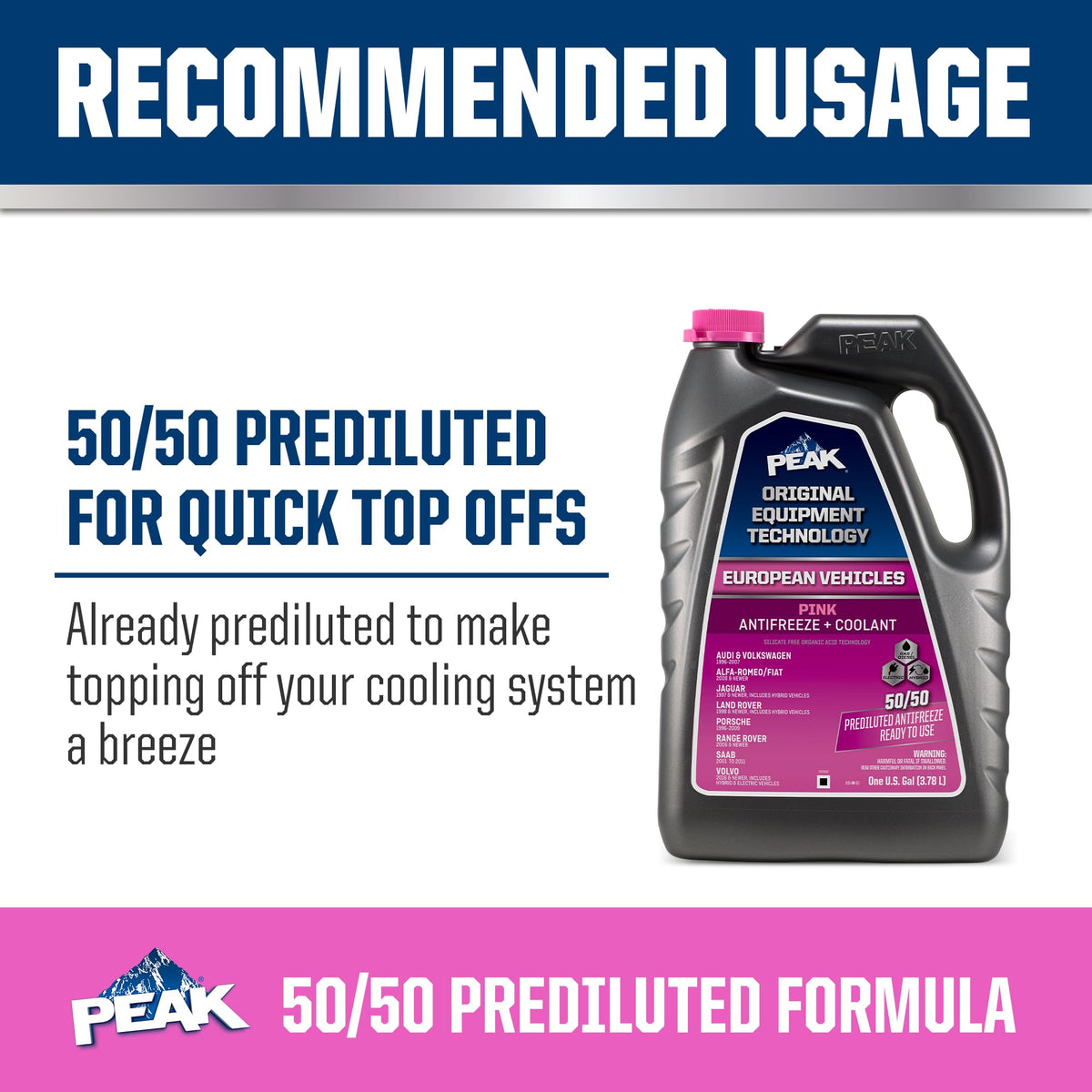 PEAK pink coolant color and clarity sample showing product consistency