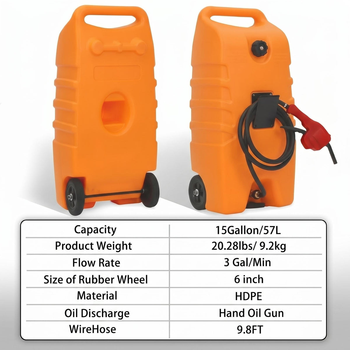 PeakPursuit heavy-duty 6-inch wheels and molded handle for easy transport