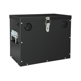 peastorm front view of steel battery box showing compact secure design