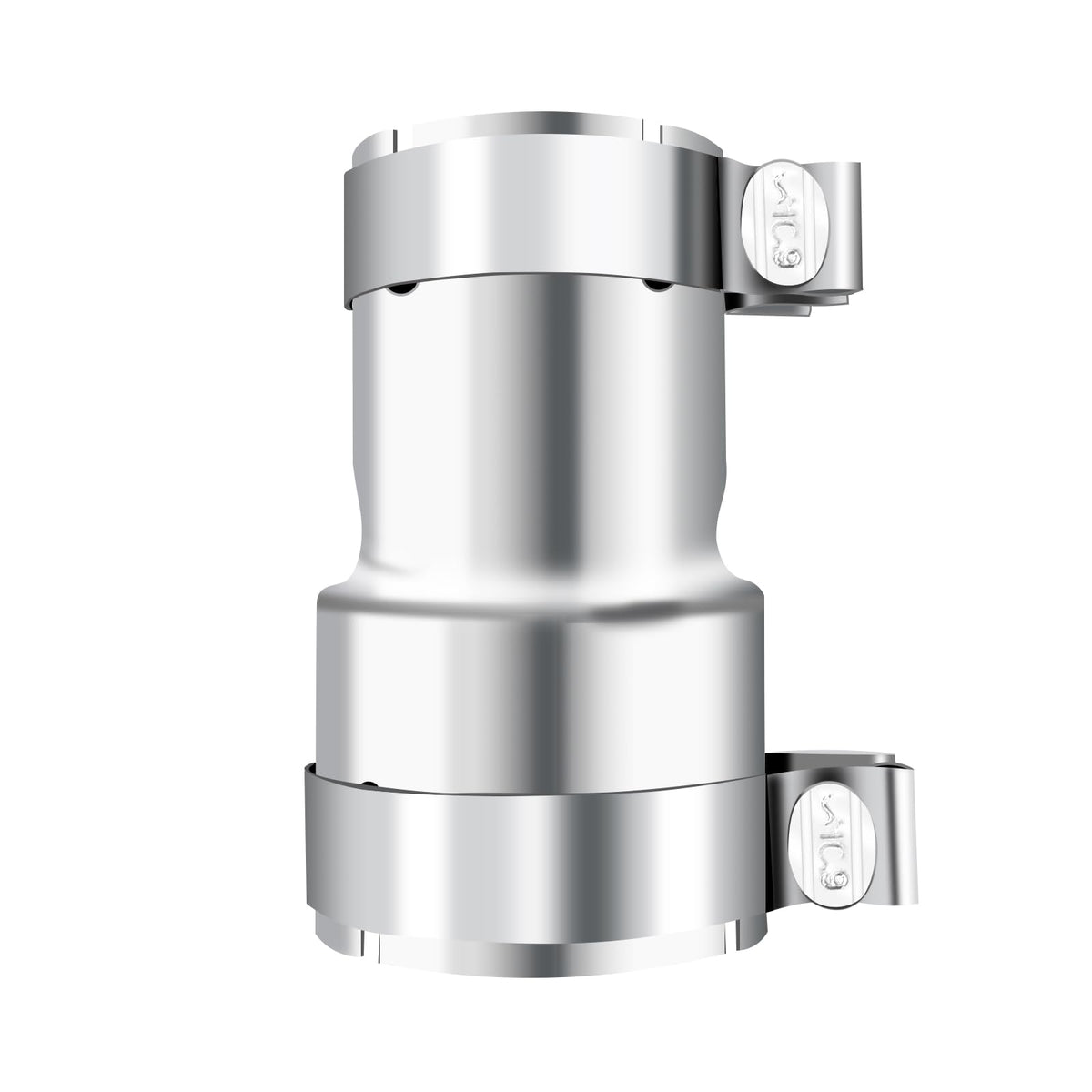 peastorm front view adapter showing clamps and polished stainless finish for durability