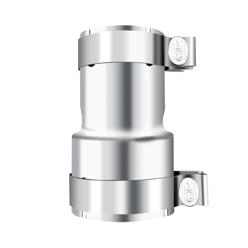 peastorm front view adapter showing clamps and polished stainless finish for durability
