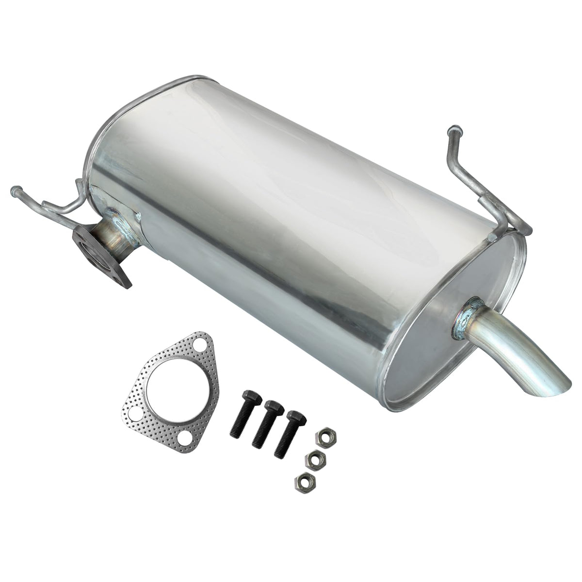 peastorm front view of muffler showing shape and inlet for correct fit