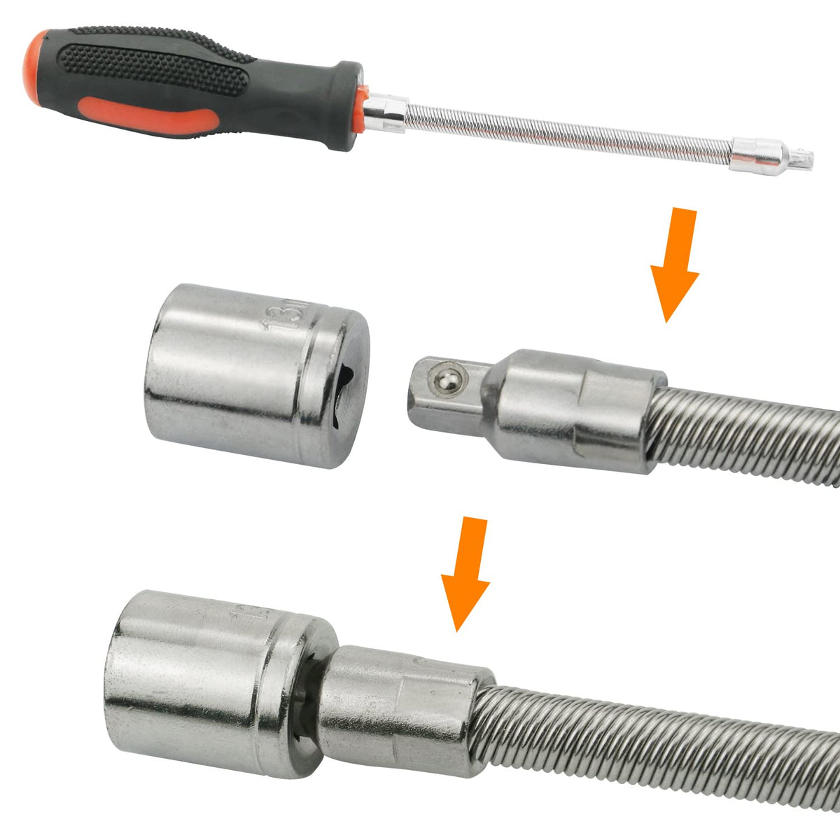 PEATOVIE flexible clutch tool at an angle for access to tight clutch areas
