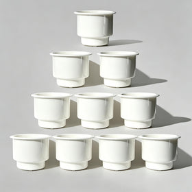 Pebbly Beach cup holder insert front view showing white finish and clean rim benefit