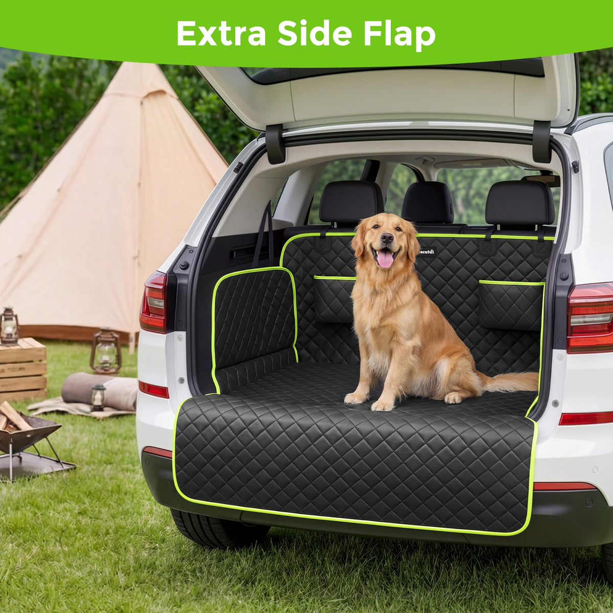 Pecute extended bumper flap protecting bumper edges during pet loading