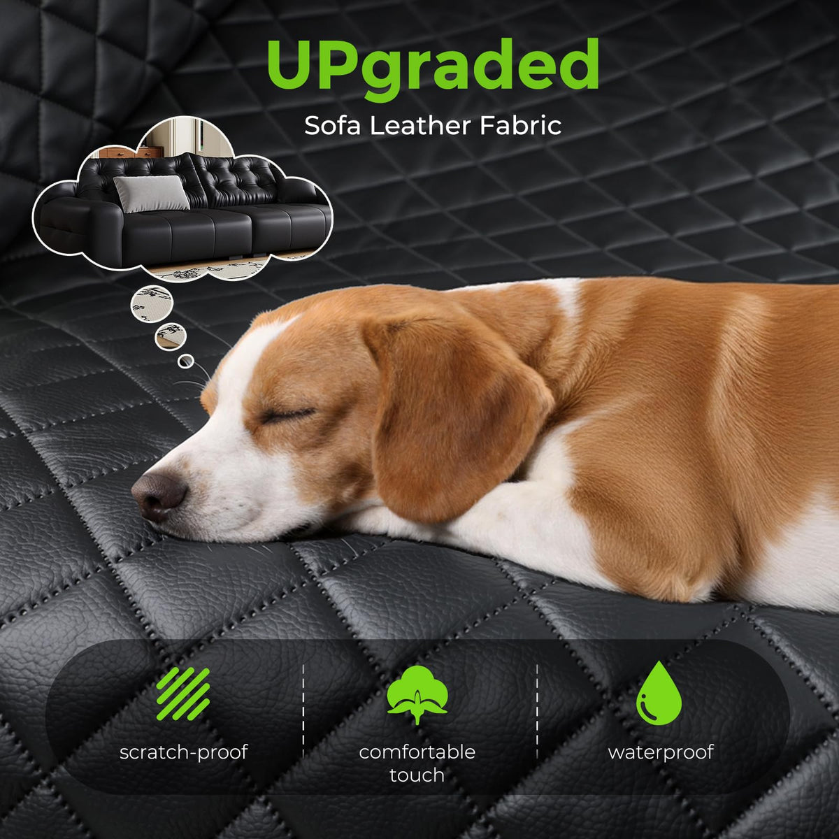 Pecute closeup of anti-scratch leather texture proving durable protection