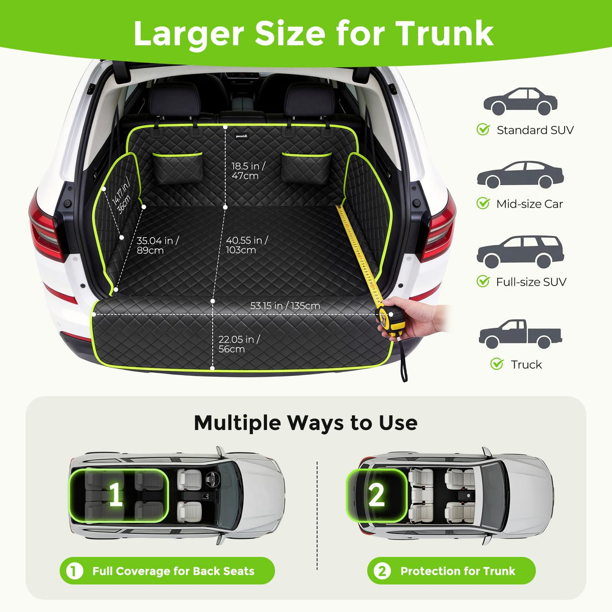 Pecute textured non-slip backing keeping the cargo liner firmly in place
