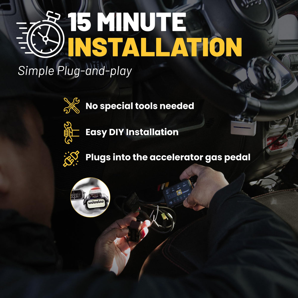 PEDAL COMMANDER app lock screen demonstrating Anti-Theft immobilizer security benefit