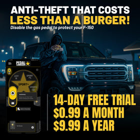 PEDAL COMMANDER installed at F-150 pedal showing improved throttle responsiveness