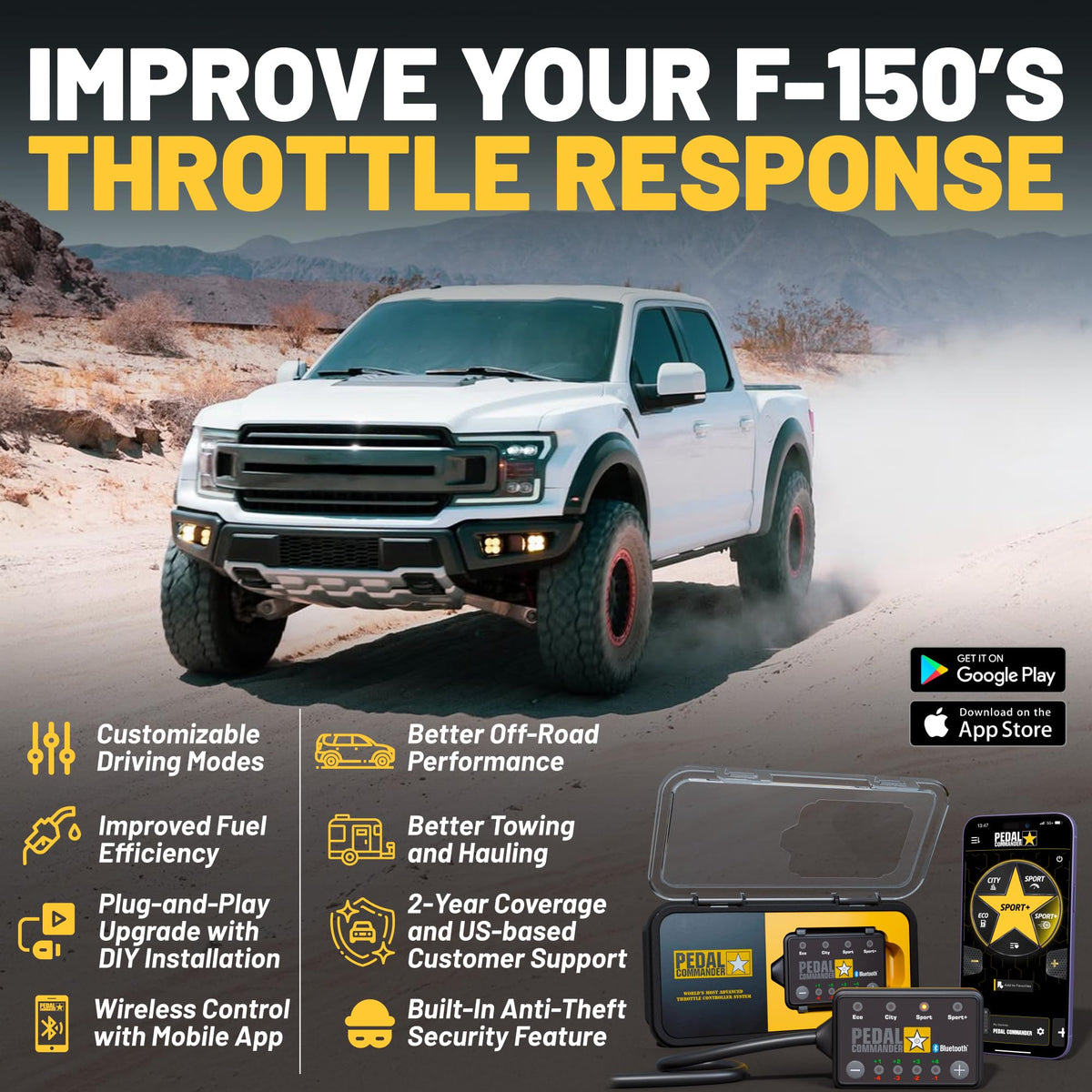 PEDAL COMMANDER wiring connector detail showing secure plug-and-play benefit