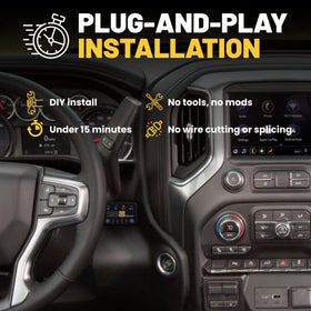 PEDAL COMMANDER with pickup towing trailer on highway, PEDAL COMMANDER improves passing and merges