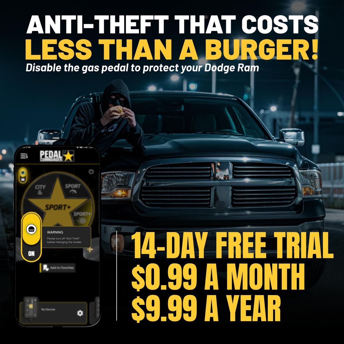 PEDAL COMMANDER installed under dash in a Ram 1500 demonstrating clean reversible fit