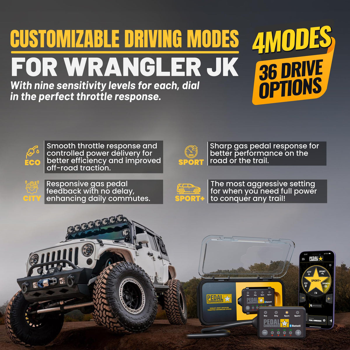 PEDAL COMMANDER plug-and-play harness showing tool-free installation benefit