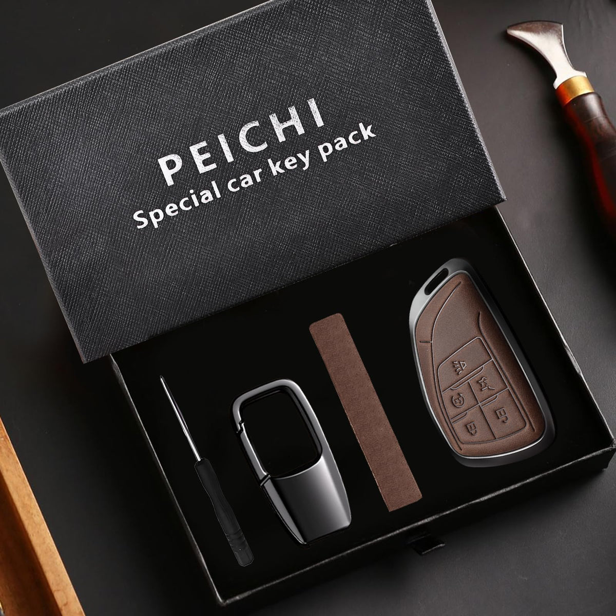 PEICHI on truck center console illustrating refined look and daily protection