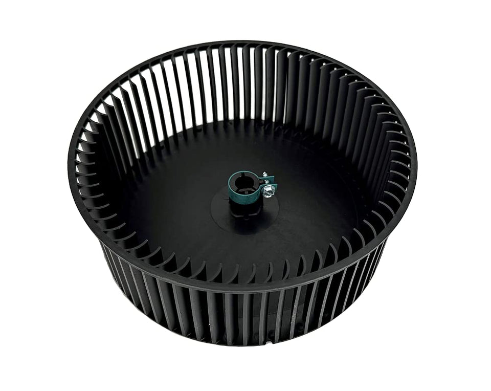 Pellethead blower wheel front view showing 8-inch diameter and ready fit benefit