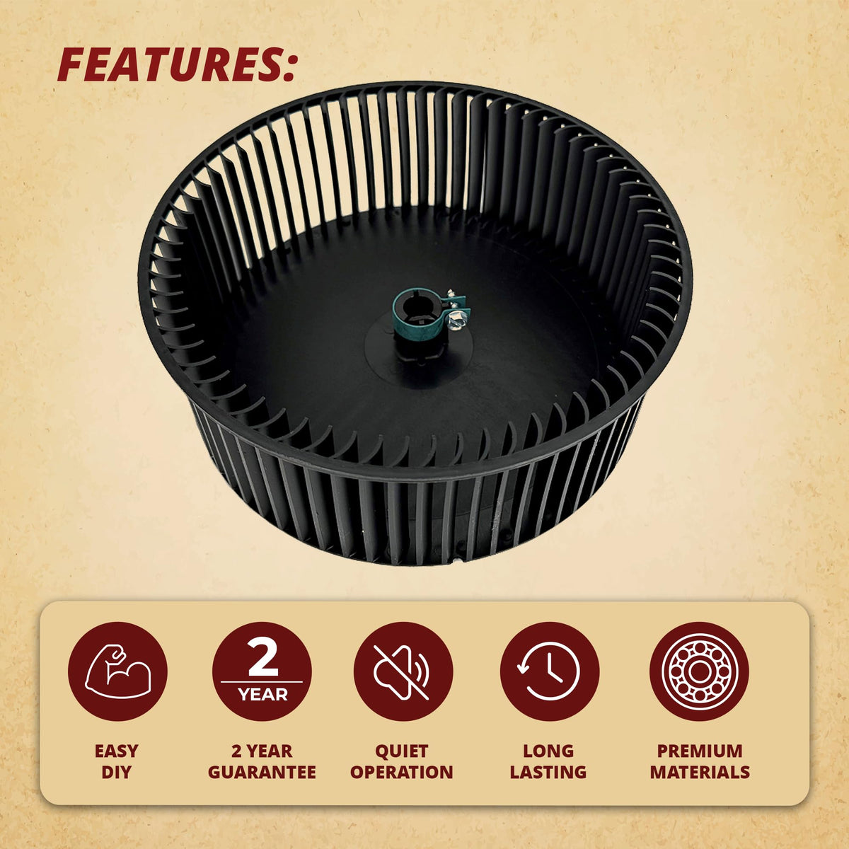 Pellethead blower wheel installed in RV AC housing showing restored airflow benefit