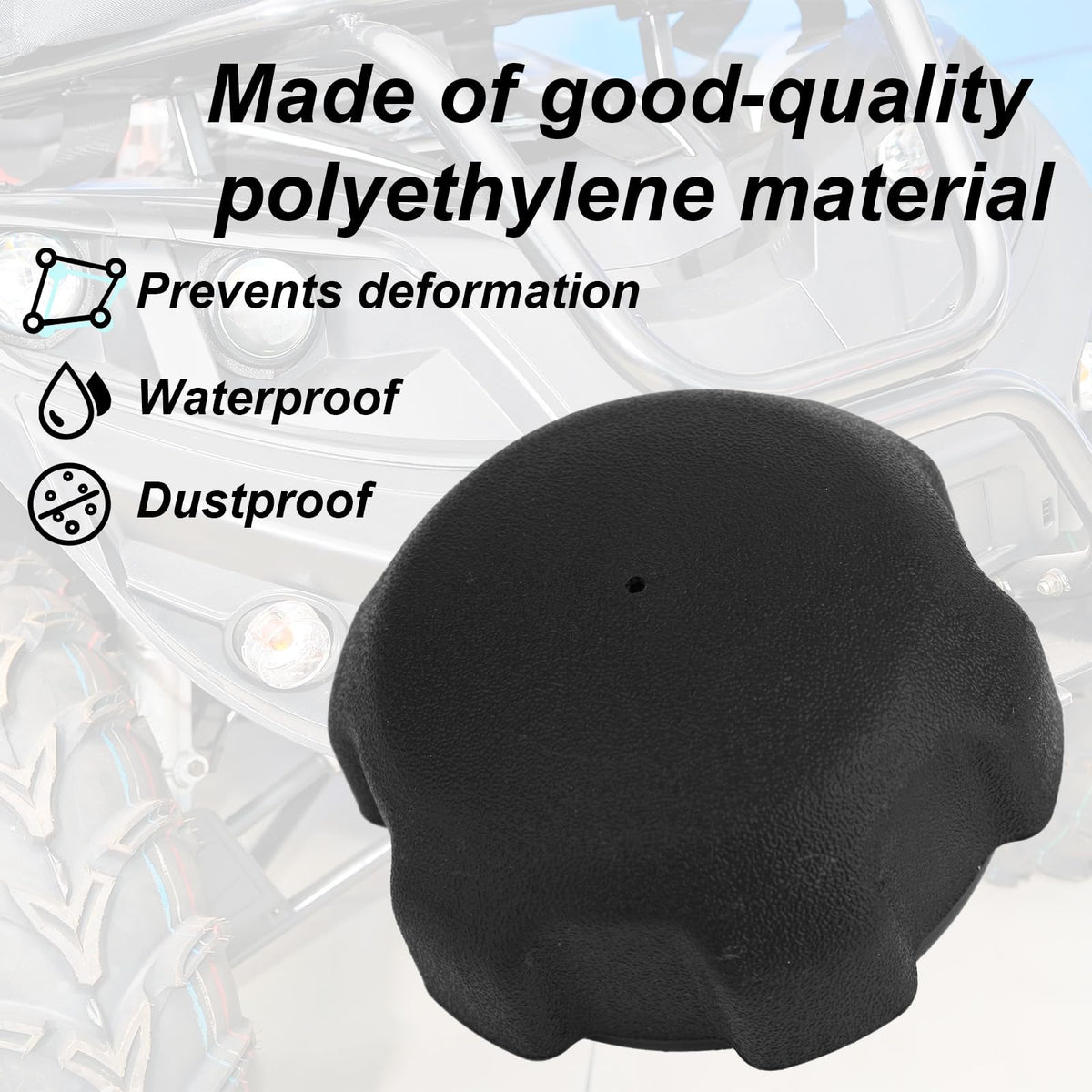 Penitue fuel cap side profile highlighting compact shape and resilience