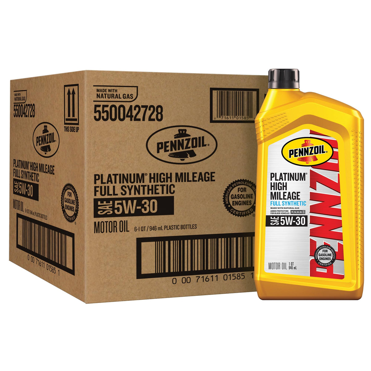 Pennzoil Platinum front packaging showing label and benefits