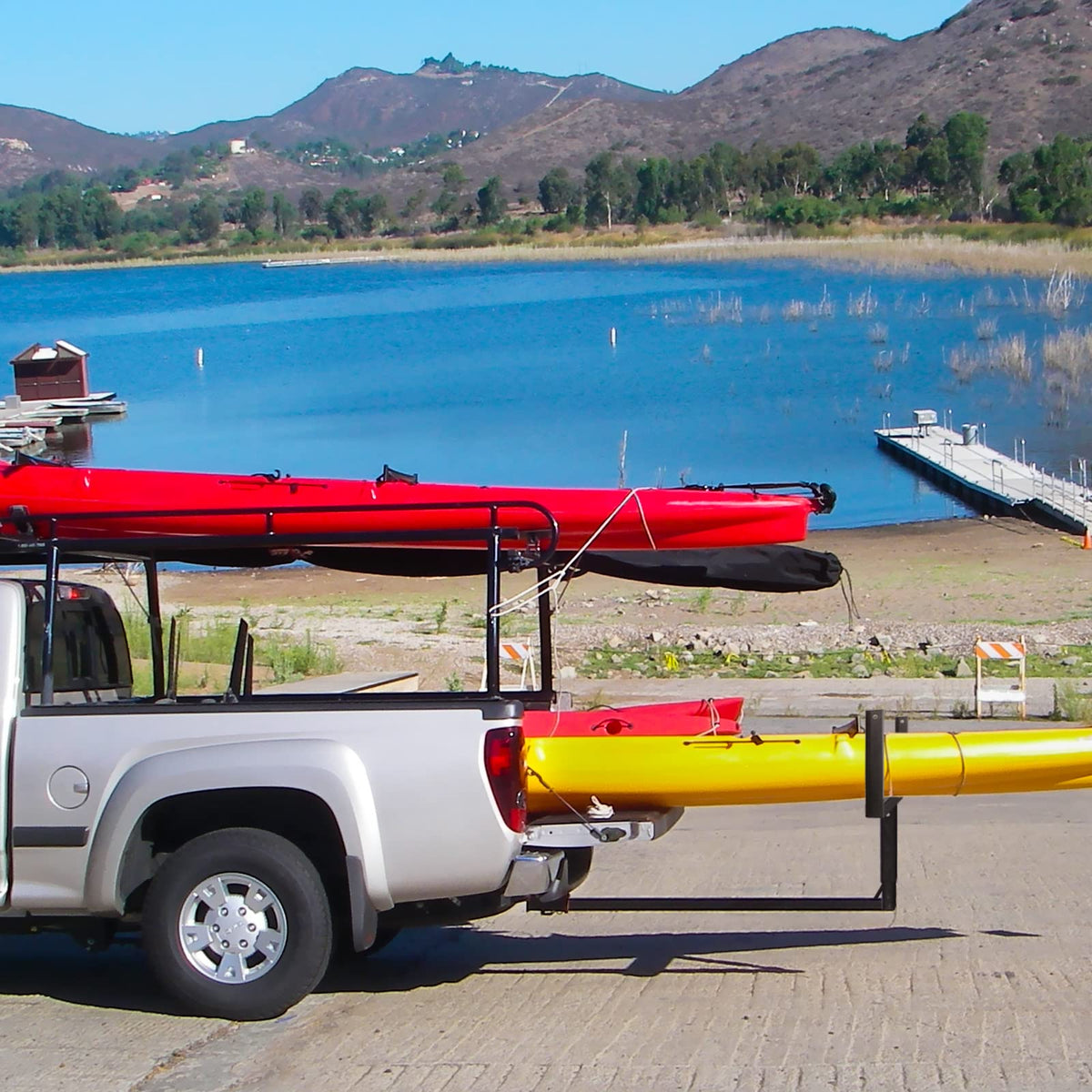 PENSUN size comparison with truck bed to show how much it extends