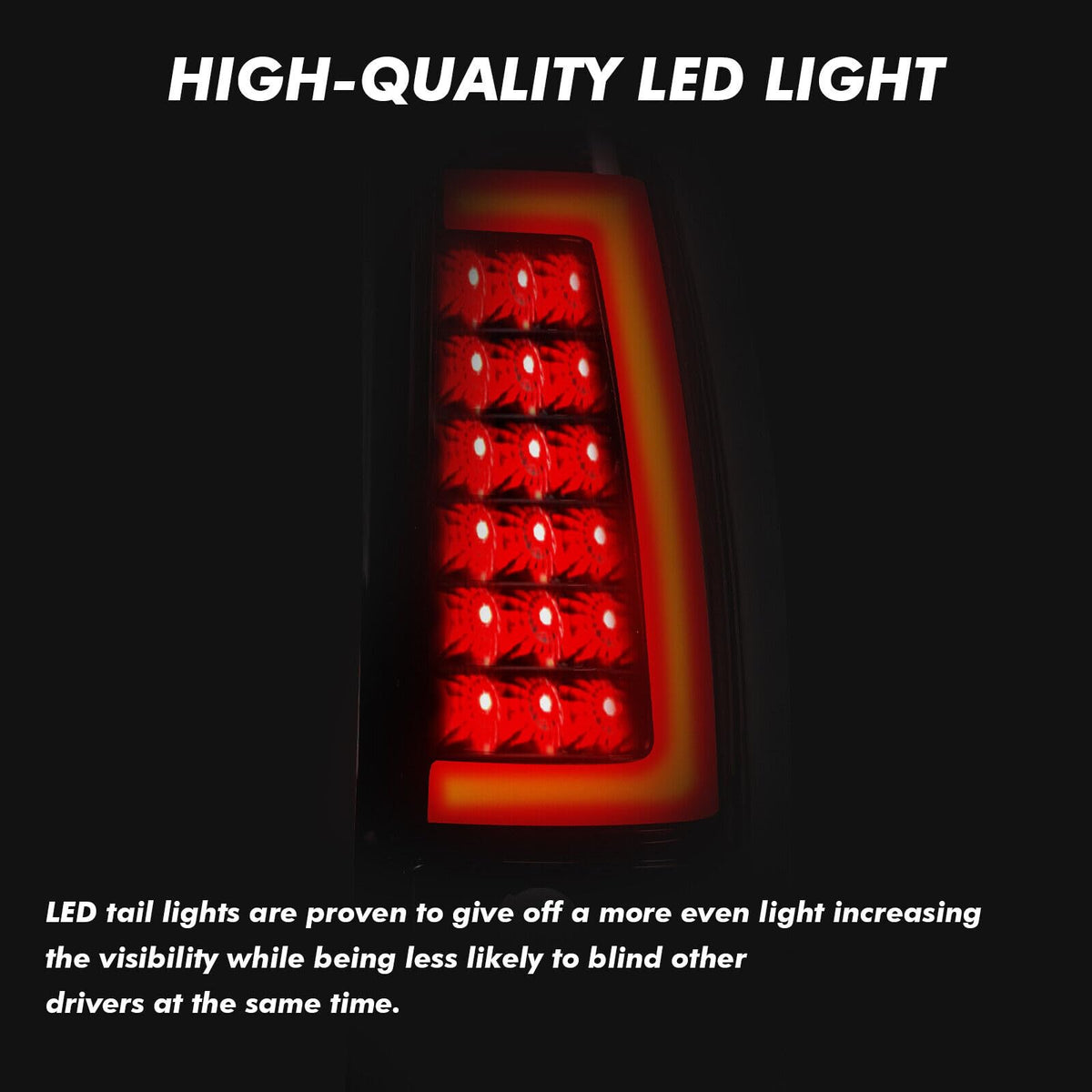 PENSUN tail lights illuminated at night showing enhanced brake light visibility