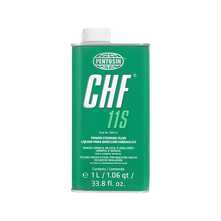 Pentosin CHF 11S front label showing product and vehicle compatibility benefits