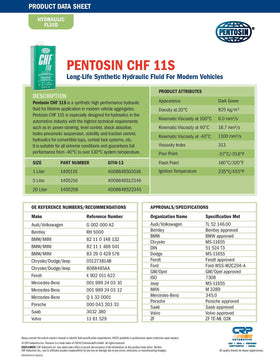 CRP Automotive Pentosin CHF 11S 5L bottle next to a hand for size comparison, clear-portioning benefit