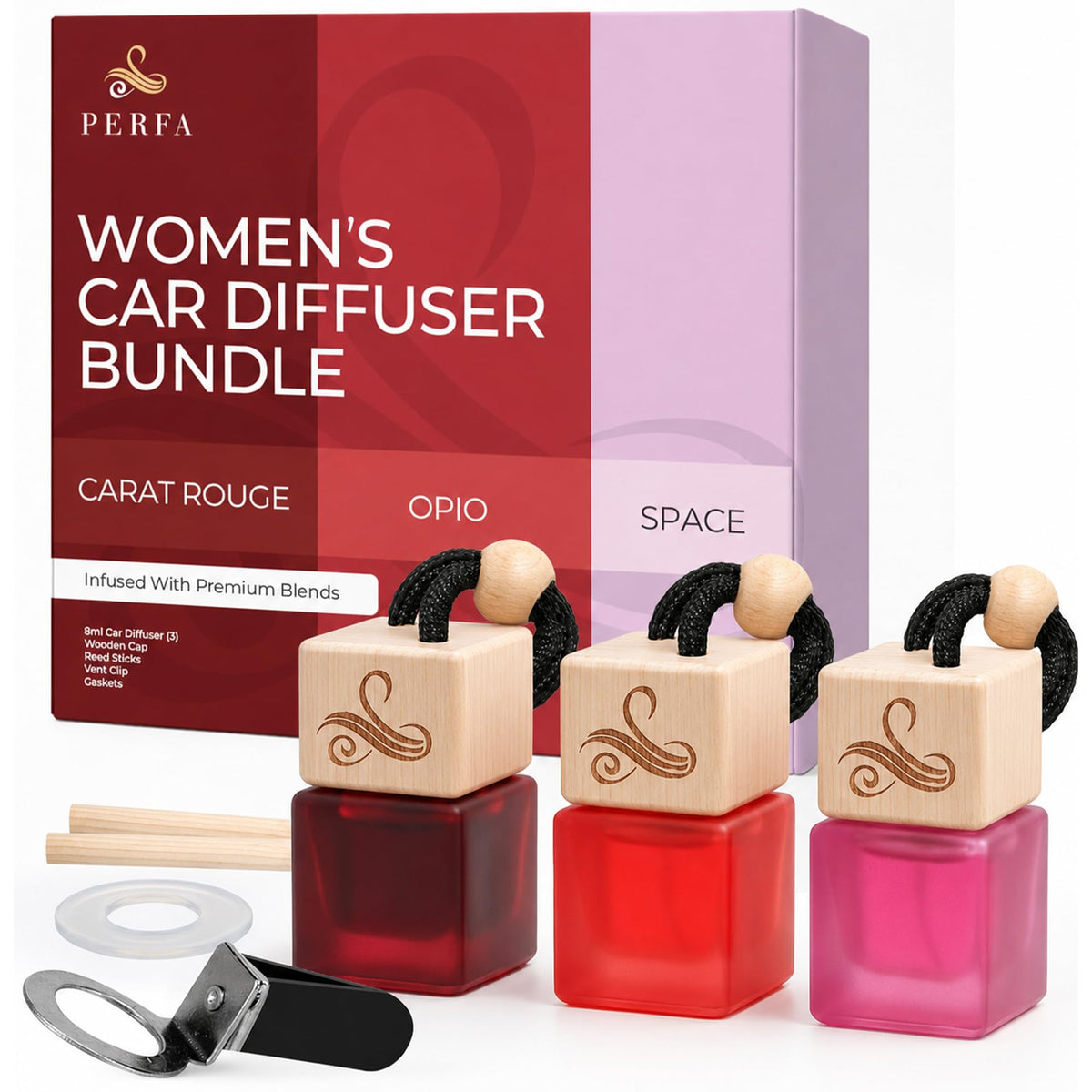 Perfa front packaging showing three bottles and elegant gift-ready presentation
