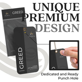 Perfa card hanging in car demonstrating easy placement and fresh cabin