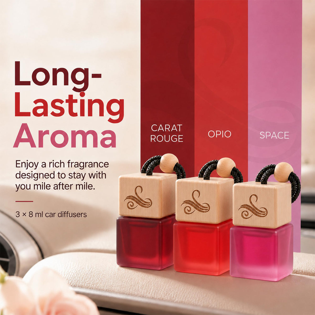 Perfa lifestyle image female driver enjoying refined fragrance during commute
