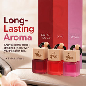 Perfa lifestyle image female driver enjoying refined fragrance during commute