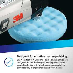 Perfect-It 3M pad in detailing scene polishing car hood demonstrating high-gloss finish
